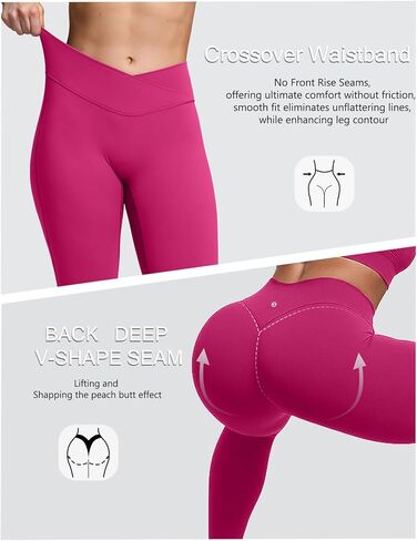 Sogetdo Crossover Compression Yoga Leggings for Women Tummy Control High Cherged Buttery Gym Pants in Kuwait
