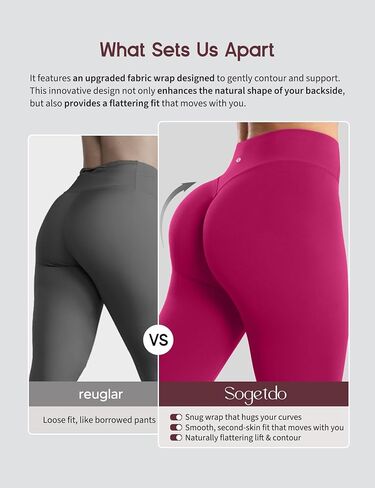 Sogetdo Crossover Compression Yoga Leggings for Women Tummy Control High Cherged Buttery Gym Pants in Kuwait