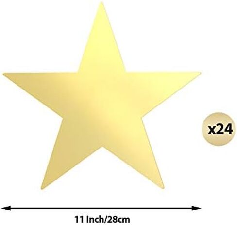 Outus 24 Pieces 11 Inch Large Gold Stars Cutouts Gold Stars Decoration Double Printed Paper Stars for Wedding Bulletin Board Decoration Classroom Wall Party Decoration Graduation Party Decoration in Saudi Arabia