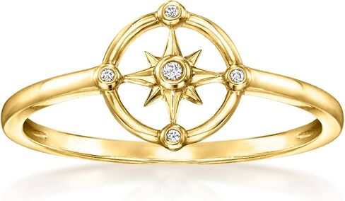 Pure Collection by Ross-Simons Diamond Compass Ring in 14kt Yellow Gold in Saudi Arabia