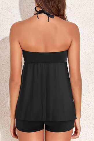 Women Strapless Tankini Swimsuits - 2 Piece Halter Bathing Suit Bandeau Flyaway Top with High Waist Swim Shorts in Saudi Arabia