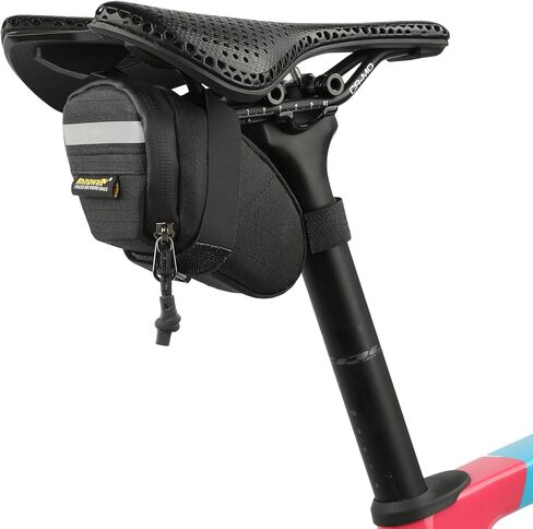 Rhinowalk Small Bike Saddle Bag, 0.4L Under Seat Bicycle Tool Bag, Waterproof Reflective Cycling Seat Pack with Zipper Closure and Inner Mesh Pocket for Road Mountain Bikes (Black) in Saudi Arabia