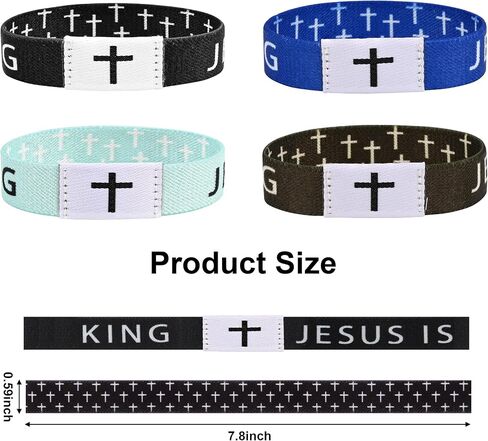 4PCS Daily Bible Verse Jesus is King Bracelet, Christian Jesus Wearable Wristband for Women Men in Saudi Arabia