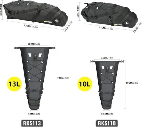 Bike Saddle Bag Waterproof 13L Under Seat Storage for Mountain Road Biking and Commuting Trips in Kuwait