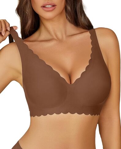 Avidlove Wireless Bra Womens Plunge V Neck Seamless Bras Full Coverage Everyday Bra in Saudi Arabia