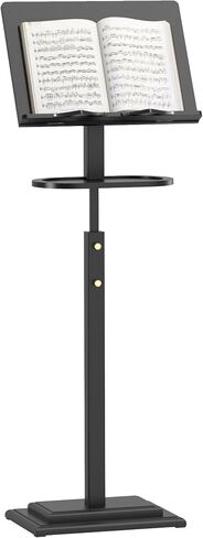 Music Stand for Sheet Music-Bamboo Portable Black Music Stands with Tray& Wooden Music Stand Adjustable 39.37″-51.2″ for Conductor Lectern Guitar Violin Piano Manhasse in Saudi Arabia
