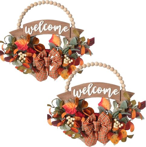 24 Inch Fall Sunflower Peony Pumpkin Wreath for Front Door, Fall Thanksgiving Eucalyptus Boxwood Floral Wreaths for Indoor Outdoor, Fall Pumpkin Flower Door Decor Wreaths in Saudi Arabia