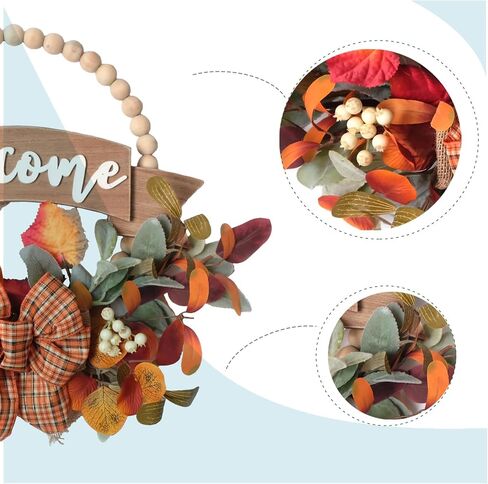 24 Inch Fall Sunflower Peony Pumpkin Wreath for Front Door, Fall Thanksgiving Eucalyptus Boxwood Floral Wreaths for Indoor Outdoor, Fall Pumpkin Flower Door Decor Wreaths in Saudi Arabia