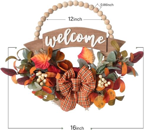 24 Inch Fall Sunflower Peony Pumpkin Wreath for Front Door, Fall Thanksgiving Eucalyptus Boxwood Floral Wreaths for Indoor Outdoor, Fall Pumpkin Flower Door Decor Wreaths in Saudi Arabia