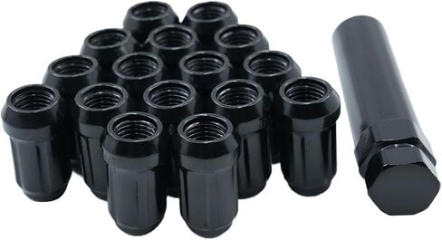 24PCS M14x1.5 Lug Nuts for 2003-2014 Chevrolet Express 1500, 1999-2019 Silverado 1500, 2007-2013 Avalanche, 2015-2019 Colorado - Black Closed End Bulge Acorn Lug Nuts in Saudi Arabia