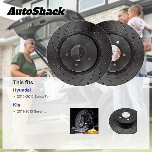 AutoShack Brake Rotors Front Brake Rotor Replacement Kit for 2011-2013 Kia Sorento 2010-2012 Hyundai Santa Fe 2.4L 3.5L V6 AWD FWD R41554PR in Kuwait