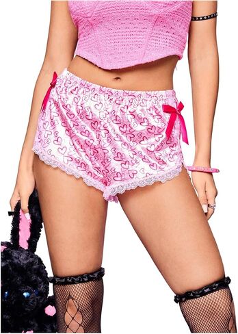 Shenhe Women's Lace Boyshort Panty Satin Bow Coquette Kawaii Lolita Bloomers Intelder in Kuwait