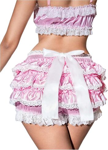 Shenhe Women's Lace Boyshort Panty Satin Bow Coquette Kawaii Lolita Bloomers Intelder in Saudi Arabia
