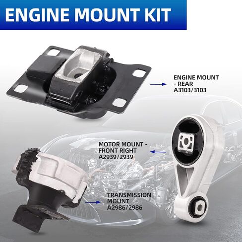 مجموعة حوامل محرك المحرك - متوافقة مع 2008-2011 Ford Focus 2.0L, A5322 A2986 A5312 in Saudi Arabia