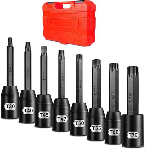 1/2 "تأثير مجموعة مقبس Allen ، 8 قطعة طويلة متري طولها 6-19 ملم مقبس سداسي سداسي ، S2 & CR-MO مع حالة تخزين ذات علامات الحجم والخدمة الثقيلة لإصلاح السيارات والصيانة الميكانيكية in Kuwait