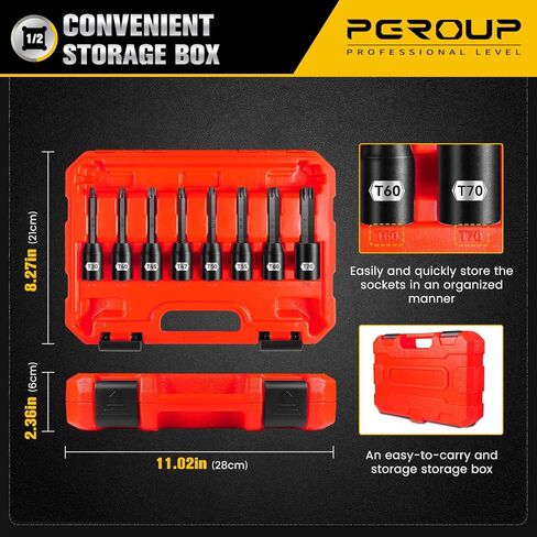1/2 "تأثير مجموعة مقبس Allen ، 8 قطعة طويلة متري طولها 6-19 ملم مقبس سداسي سداسي ، S2 & CR-MO مع حالة تخزين ذات علامات الحجم والخدمة الثقيلة لإصلاح السيارات والصيانة الميكانيكية in Kuwait