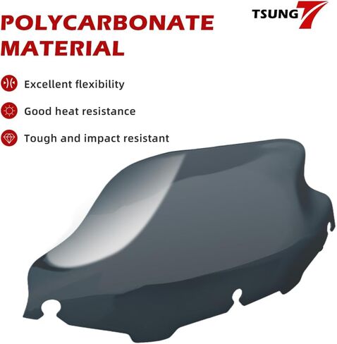 TSUNG 8" Black Wave Windshield Windscreen Wind Splitter Compatible with 1996-2013 Harley Davidson Touring Street Glide Electra Glide Trike FLHT FLHX FLHTK FLHTC FLHTCU (Fit 96-13 Black, 8inch) in Kuwait