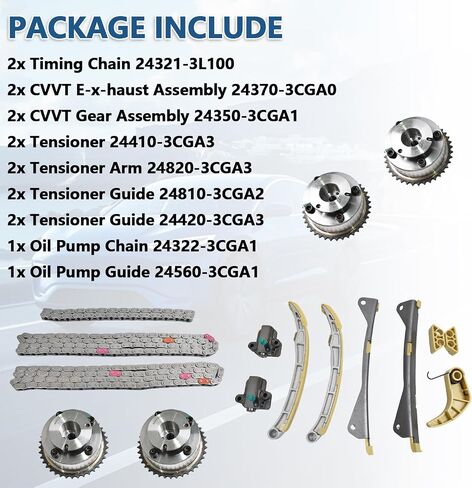 3.3L 3.8L Timing Chain Kit w/4 VVT Sprocket Water Pump Oil Pump for 2012-2017 Kia Sedona Sorento K900 Genesis G70 G80 Sedan Hyundai Azera Santa Fe Palisade Engine Timing Set 243703CGA0 in Saudi Arabia