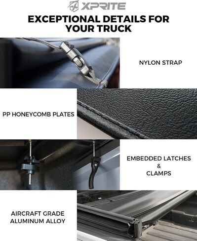 Xprite FRP Hard Tri-Fold Truck Bed Tonneau Cover متوافق مع 2002-2025 Dodge RAM 1500 (INCLU. كلاسيكي وجيد) in Kuwait