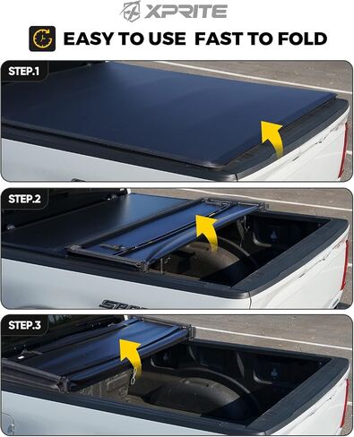 Xprite FRP Hard Tri-Fold Truck Bed Tonneau Cover متوافق مع 2002-2025 Dodge RAM 1500 (INCLU. كلاسيكي وجيد) in Kuwait