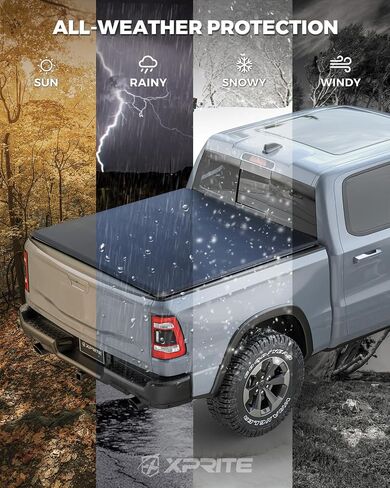 Xprite FRP Hard Tri-Fold Truck Bed Tonneau Cover متوافق مع 2002-2025 Dodge RAM 1500 (INCLU. كلاسيكي وجيد) in Kuwait