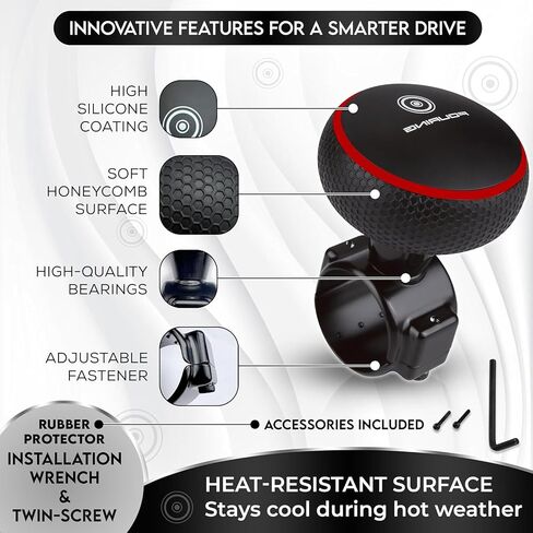 BL Steering Wheel Knob Spinner - Universal Non -Slip Fit و ABS & Premium Silicone Finish Knob مع محمل كرة معدنية - مثالية للسيارات والشاحنات والقوارب (Gold كبيرة) in Kuwait