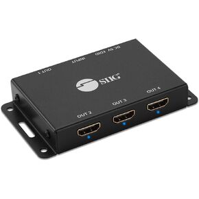 SIIG 1x4 Port HDMI 2.0 Splitter 4K 60Hz HDR Compact USB Powered Auto Scaling HDMI Splitter - HDMI 2.0a HDCP 2.2 Bypass, 18Gbps, YUV 4:4:4, 3D, EDID - 1 in 4 Out, TAA Compliant (CE-H23L11-S1)