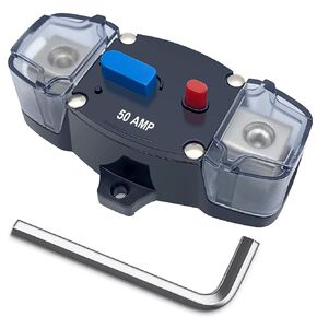 Erayco 250 Amp Circuit Breaker with Manual Reset, 12-48 Volt DC, 0-8 Gauge Trolling Motor Car Stereo Audio Inline Fuse Block Holders Inverter for Automotive Rv Marine Boat (250A)