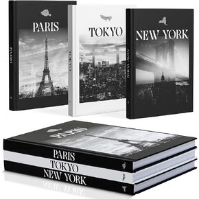 Decorative Books for Home Decor - 3-Piece Hardcover Decorative Book Set With Blank Pages - Stacked Books Decor for Shelves, Coffee Table - Three Hardcover Themes - Rustic Shelf, Bookshelf Decor