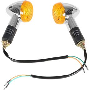 waltyotur 2x Chrome Amber 12V Turn Signal Lights Front Rear Blinker Indicator Lights Replacement for Honda Kawasaki Suzuki Yamaha Motorcycle