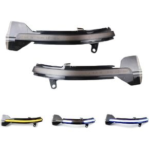 Jyzpine tree LED Side Rear View Mirror Light Dynamic Sequential Blinker Turn Signal Light Smoked Lens Compatible with BMW 5 6 7 Series F07 GT F10 F11 F06 GC F12 F13 F01 F02 LCI(Blue+Yellow Light)