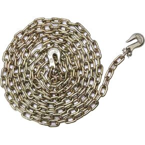 AC Group 5/16 in. x 20 ft. Grade 70 Yellow Zinc Plated Steel Heavy Duty Tow Chain with Grab Hooks, 4700lbs, Truck Trailer Chain, Binder Chain