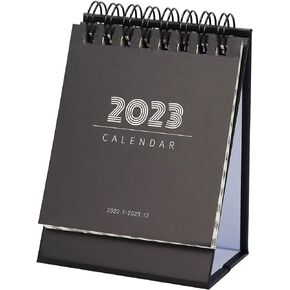 Year 2022-2023 Mini Desk Calendar Black N White Steel Coil Spiral Small Desktop Calendar 2023 Yearly Table Standing Easel Flip Calendar Agenda 3 x 3.94 Inches