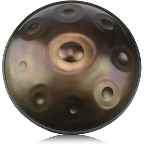 "OW" hand pan in D Minor 9 notes steel hand drum + Soft Hand Pan Bag (22.8" (58cm), Brass Surface (D Minor) 9 notes D3 A Bb C D E F G A)
