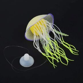 Artificial Jellyfish, Aquarium Artificial Jellyfish Glowing Jellyfish Decoration Aquarium Artificial Fish Decorations Fish Moving Ornament(Lemon Yellow)