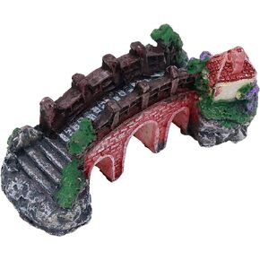 3.82"/9.7cm Mini Bridge for Fish Tank Decoration Aquarium Ornament Poly Resin Bridge Landscape Decor Fish Tank Ornaments