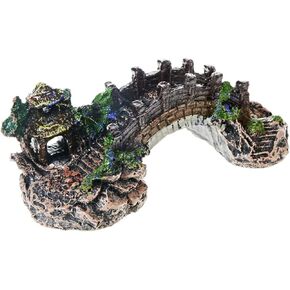 Saim Resin Arch Bridge Pavilion Tree Aquarium Garden Decor Fish Tank Landscape Ornament,Samll