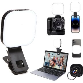 Magnetic Rechargeable Selfie Light with Clip Suitable for Phone, Tablets,Laptops,Cameras,with 3 Light Modes and 5 Brightness Levels,Suitable for Selfie,Makeup,Video Conference and Live Stream