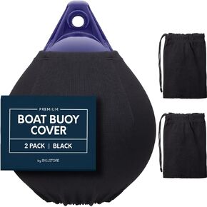Byllstore Boat Buoy Covers | 1, 2 & 4-Pack | Black | Diameter x Length: 15″ x 19″ & 17.5″ x 21″ | Polyester