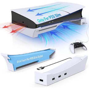 حامل أفقي Gorixer RGB لوحدة تحكم PS5 Slim مع 4 محاور USB، حامل لأقراص Playstation 5 النحيفة والرقمية، ملحقات حامل القاعدة مع 14 وضع إضاءة ومنفذ شحن سريع لوحدة تحكم PS5 in Kuwait