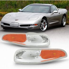 ACANII - For 1997-2004 Chevy Corvette C5 Chrome Housing Bumper Turn Signal Parking Lights Side Marker Lamps Left+Right