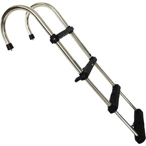 MARINE CITY Stainless Steel 4-Step Telescoping Ladder - Removable Folding Design for Easy Storage - Ideal for Marine Pontoon, House Boats, Ships, and Yachts