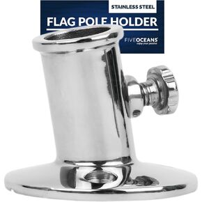 Five Oceans Boat Flag Pole Socket, Flag Pole Holder with Knob, Top Mount, Marine Grade Heavy Duty Stainless Steel, Fits 3/4 Inch Poles, for Pontoon, Fishing Boats, Sailboats - FO3109