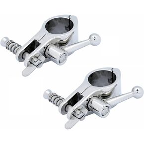 Bimini Top Hinge Rail Mount W/Boat Pin & Cam Clamp Quick Release Stainless Steel Pair 7/8 inch