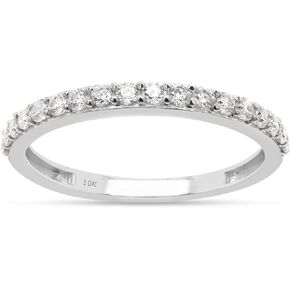 SAVEARTH DIAMONDS 0.40 ct. t.w Round Cut Lab Created Moissanite Diamond Half Eternity Wedding Band Bridal Ring For Women In 10K Or 14K Solid Gold (VVS1 Clarity, 0.40 Cttw), Mother's Day Gift For Her