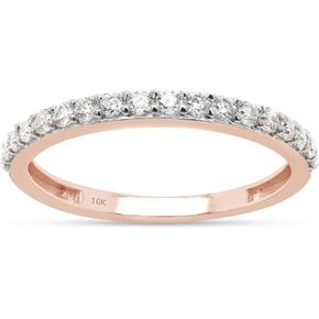 SAVEARTH DIAMONDS 0.40 ct. t.w Round Cut Lab Created Moissanite Diamond Half Eternity Wedding Band Bridal Ring For Women In 10K Or 14K Solid Gold (VVS1 Clarity, 0.40 Cttw), Mother's Day Gift For Her