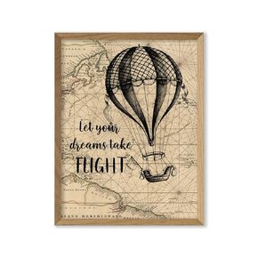 Vintage Hot Air Balloon Inspirational Quote Art Print Let Your Dreams Take Flight Nursery Poster Kid's Room Wall Art Travel Wall Decor Adventure Wall Art 8x10 inc. Unframed Print