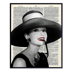 Audrey Hepburn Dictionary Wall Art – 8x10 Glam Photo Picture – Chic Unique Gift for Vintage Hollywood Movie Fans – Unframed Poster Print Home Decor, Room Decoration