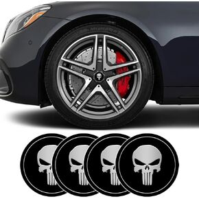 4 PCS Skull Car Wheel Center Caps, 2.2" Center Caps for Rims, Automotive Exterior Accessories Waterproof & Rustproof Wheel Hub Center Cap Cover Stickers for Car Truck SUV (Black)