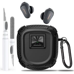 Olytop for New Bose QuietComfort Earbuds II (2022) / Ultra (2023) Case Cover with Lock Clip&Cleaner kit Pen, Rugged Shockproof Protective Hard Skin with Carabiner Men Women for Bose QC 2 - Blue